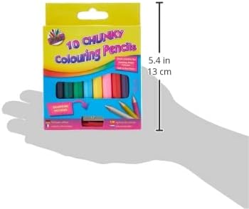 Artbox Chunky Colouring Pencils - 1/2 Size, 10-Pack with Sharpener - Ideal for School