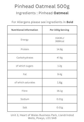 Minton & Donello - Pinhead Oatmeal, 500g - Traditional Coarse Oatmeal for Porridge & Baking