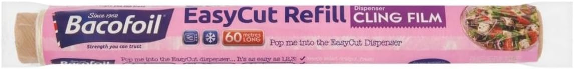 Bacofoil Easycut Cling Film Refill 60m - PVC Food Wrap for Freshness & Odour Protection