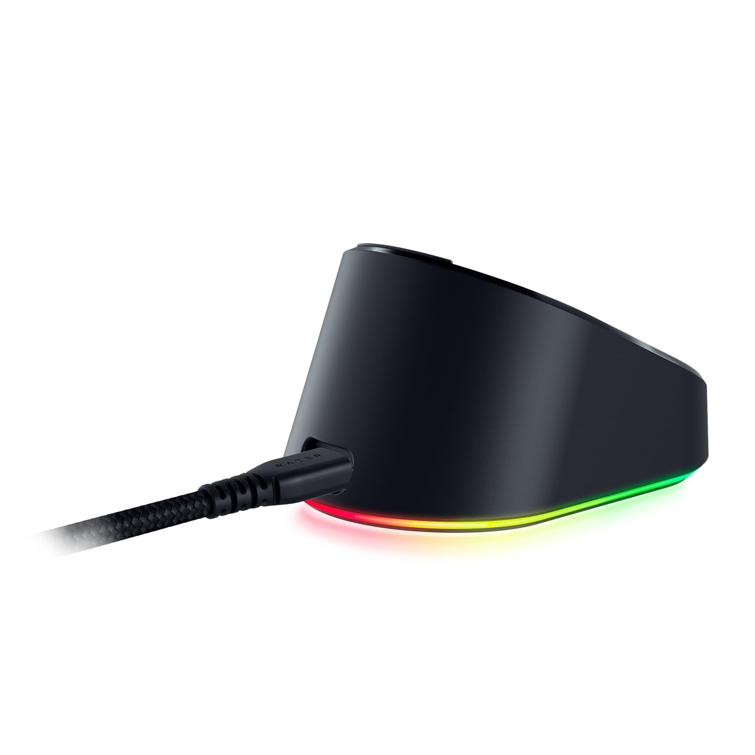 Razer Mouse Dock Pro & Charging Puck - Magnetic Wireless Charging Dock with 8K Hz Transceiver & RGB Lighting