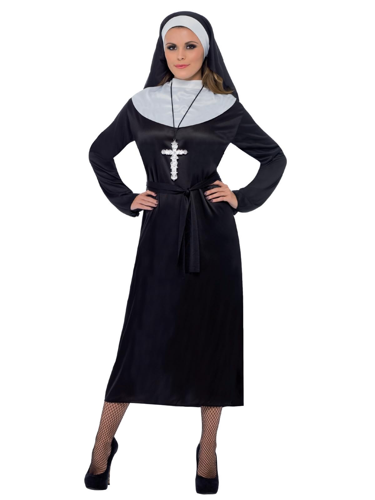 Smiffys Nun Costume, S - UK Size 08-10, Black