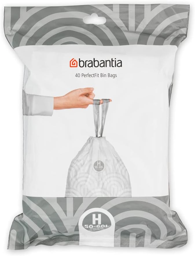 Brabantia - PerfectFit Bin Liners (Size H/50-60 Litre) Thick Plastic Trash Bags