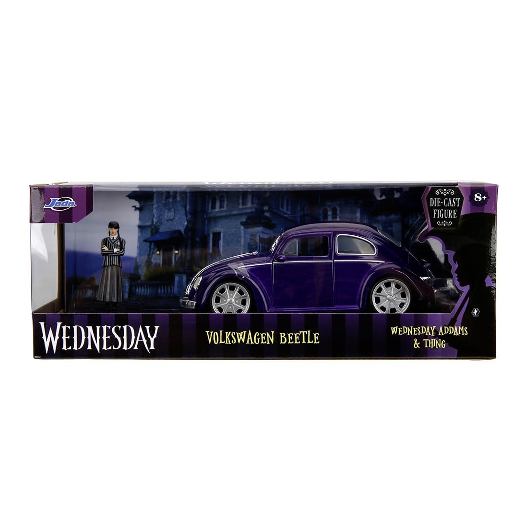 Jada Toys The Addams Family - Wednesday Addams 1972 Volkswagen Beetle Die-Cast Vehicle with Figure