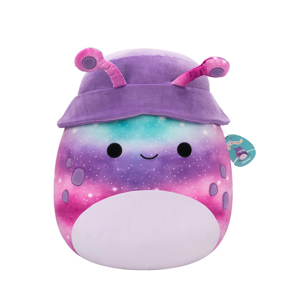 Squishmallows 20-Inch Daxxon the Purple Alien Plush - Ultrasoft Galaxy Print with Bucket Hat
