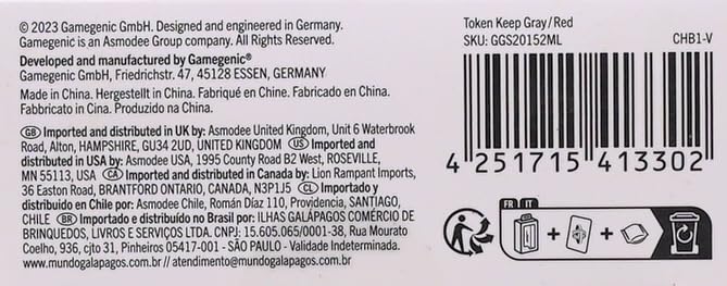 Gamegenic Token Keep Gray/Red Premium Chip Box for Board Games