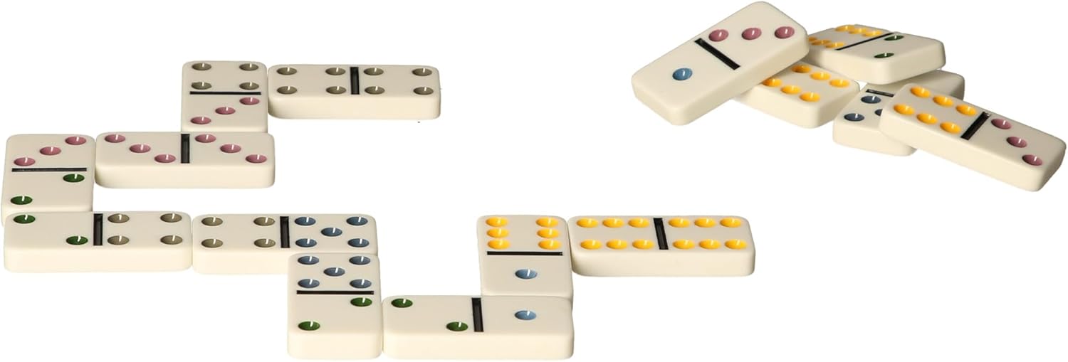 Atoz Double 6 Colour Dominoes Set in Tin Box