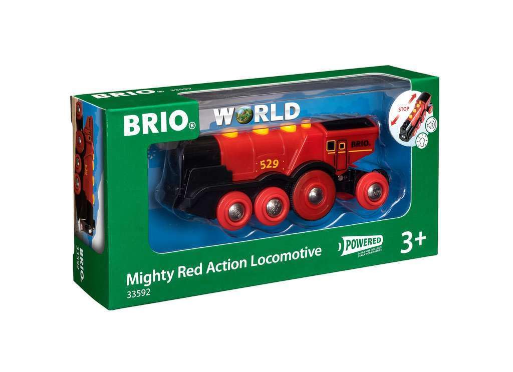 BRIO Mighty Red Locomotive Battery Powered Action Engine for Kids - Model 33592