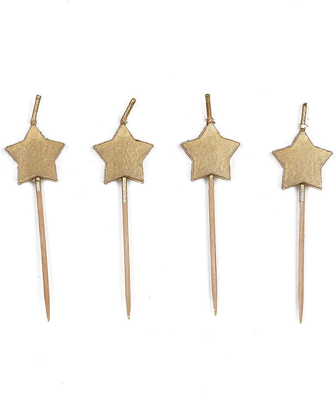 Sparkling Gold Star Birthday Candles - Pack of 6
