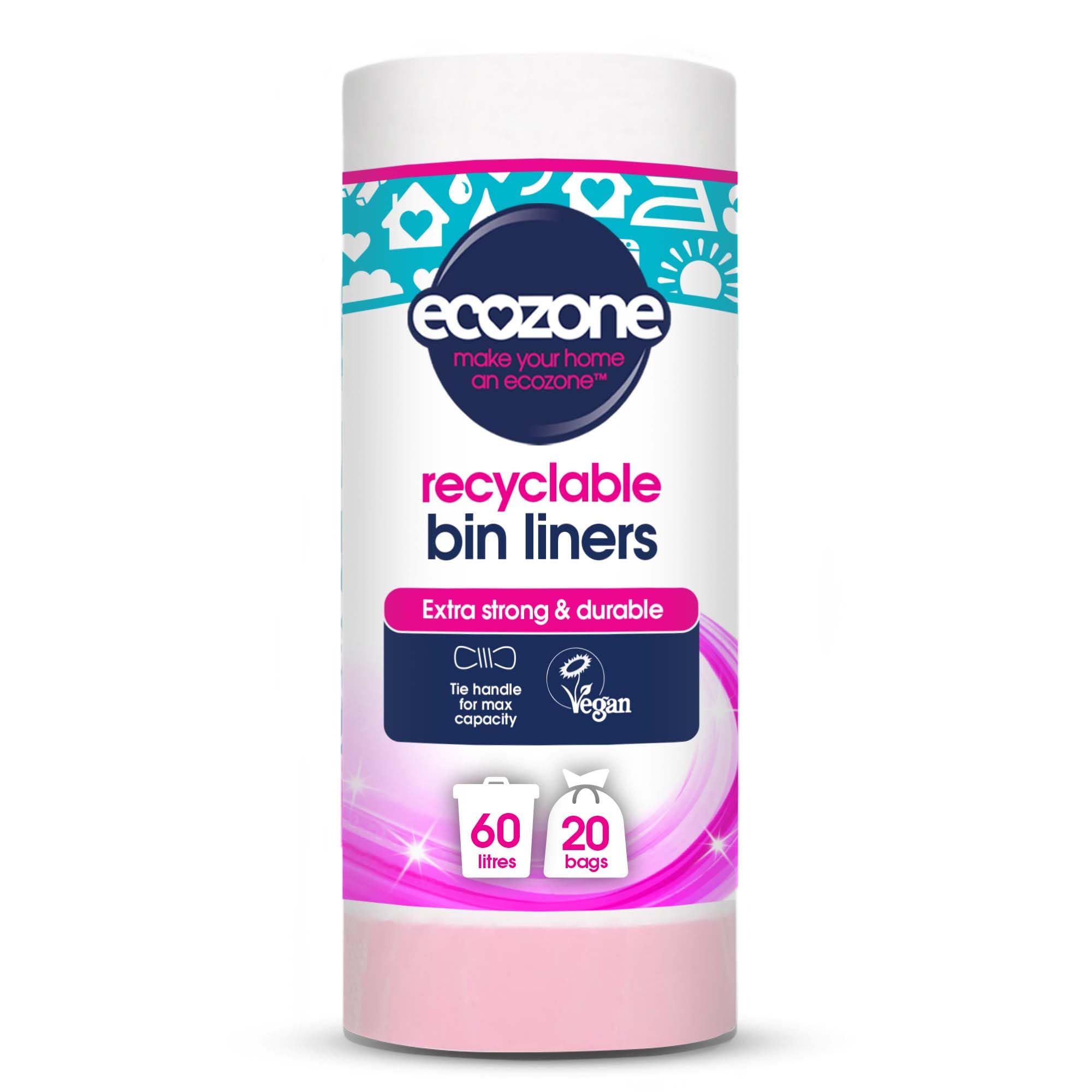 Ecozone Biodegradable Bin Liners 60L - Pack of 20