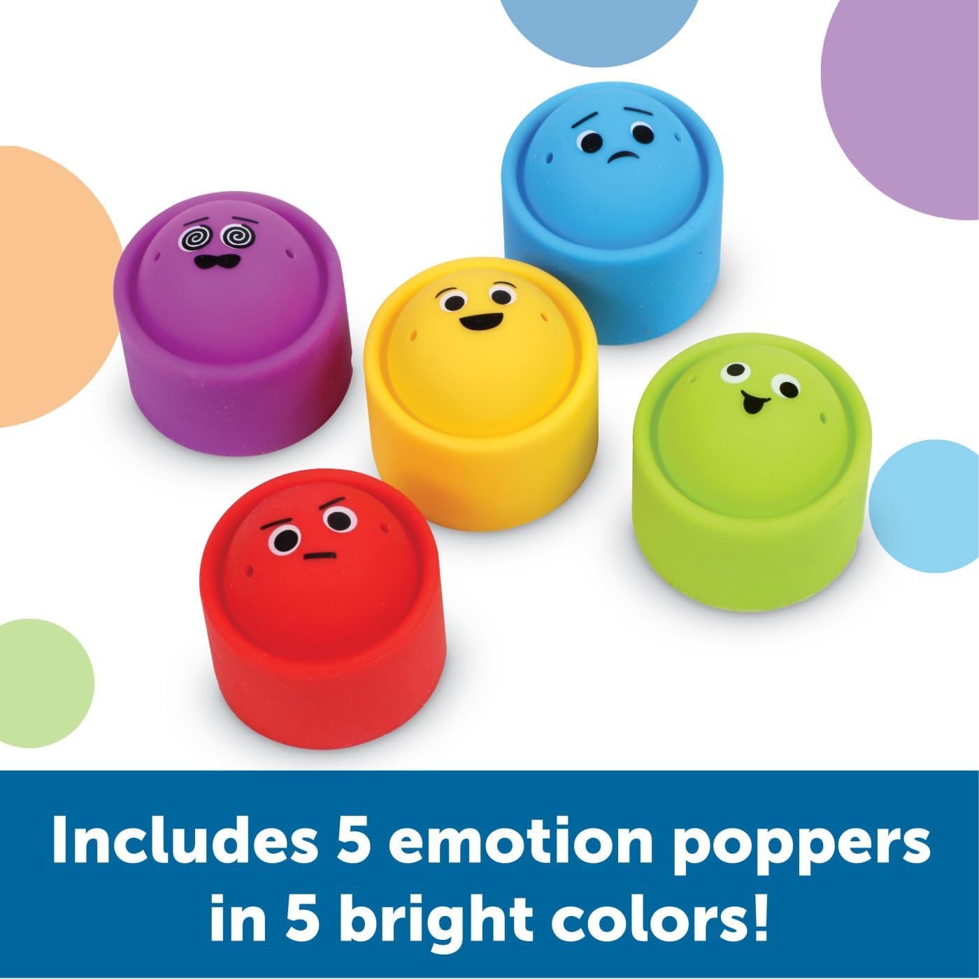 Learning Resources Rainbow Emotion Fidget Poppers - 5-Piece SEL Sensory Toy for Ages 3+