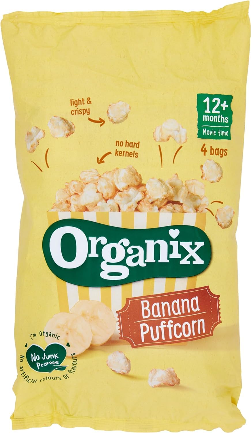 Organix Banana Puffcorn Organic Finger Food Toddler Snack 12+ Months