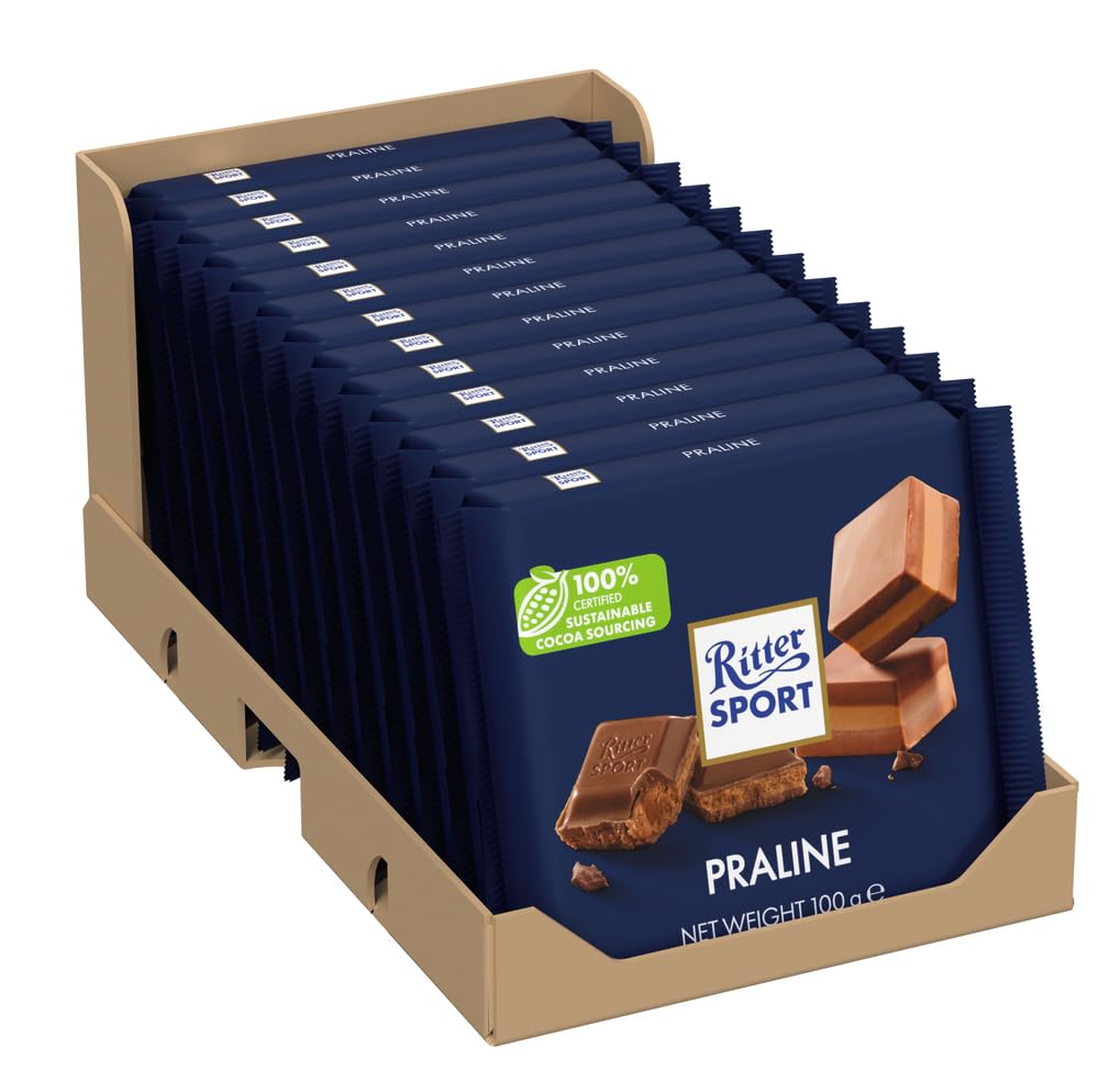 Ritter Sport Praline Milk Chocolate with Hazelnut Paste 100g (Pack of 13)