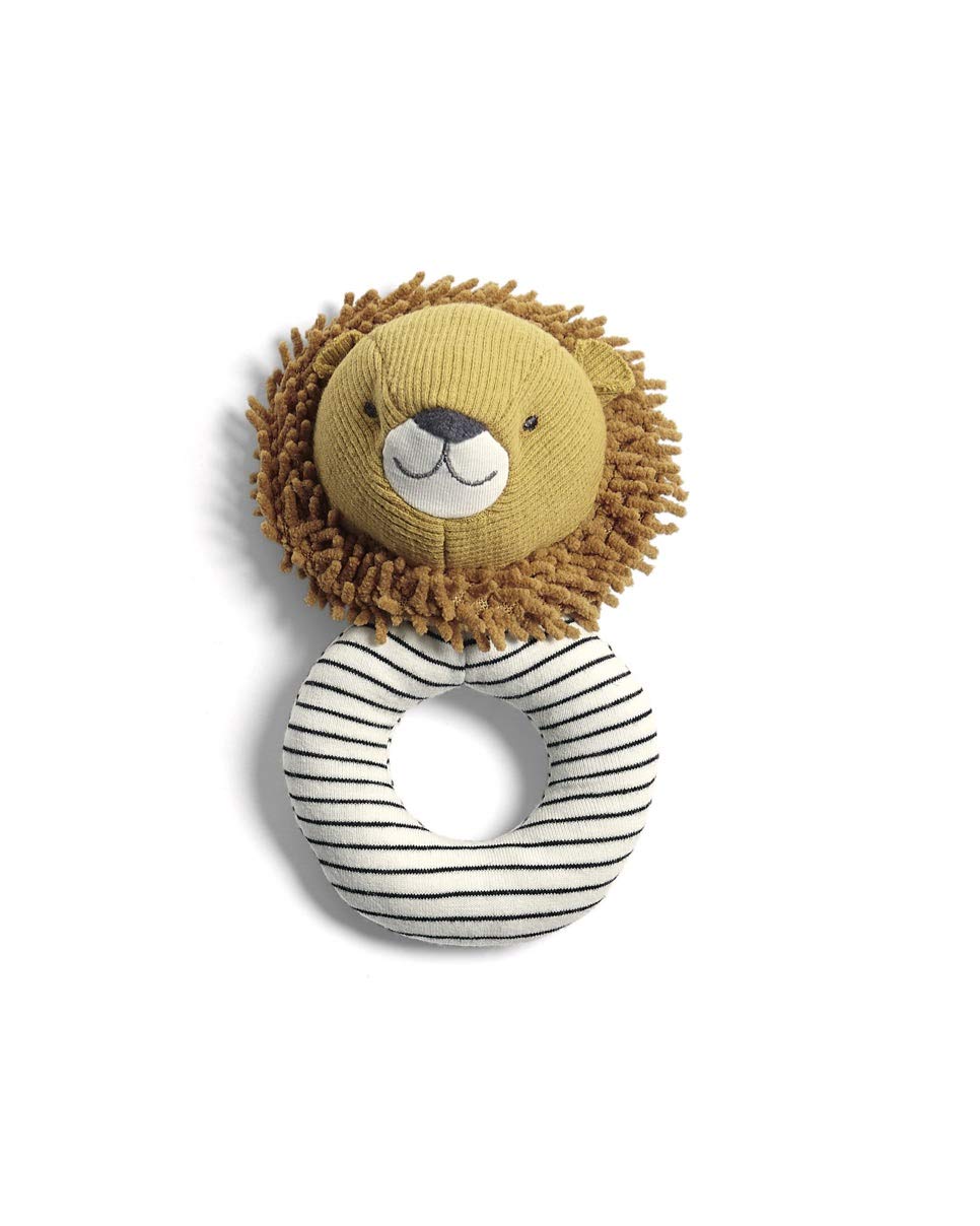 Mamas & Papas Lion Soft Grabber Rattle - Super Soft Jersey Fabric, Hidden Rattle Feature