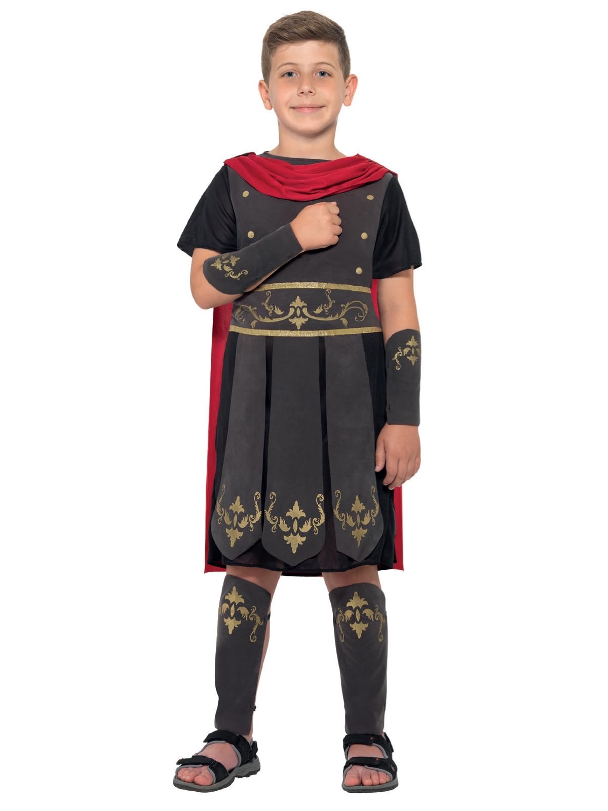 Smiffys Roman Soldier Costume - Child Fancy Dress with Tunic, Cape, Arm & Leg Cuffs
