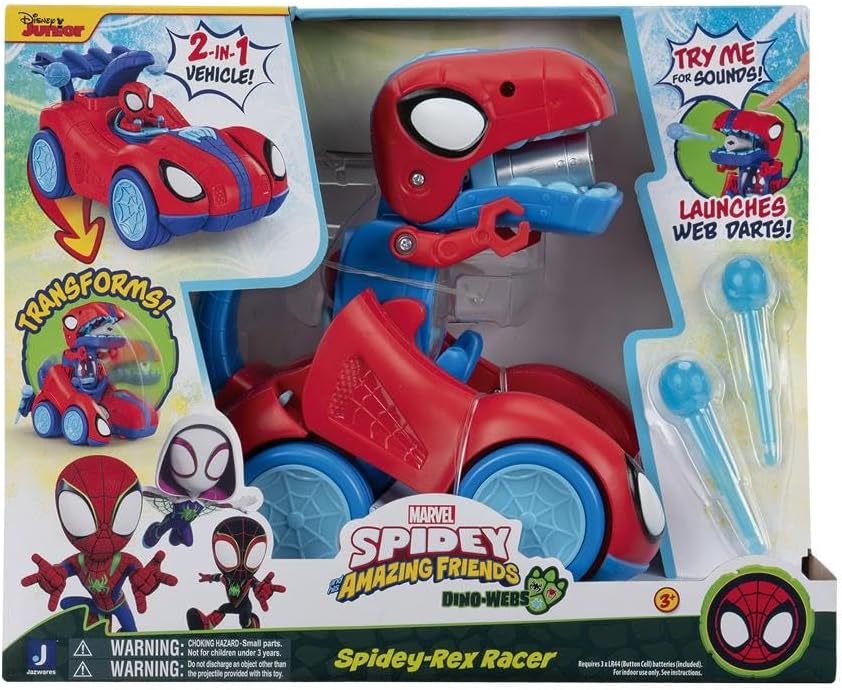 Spidey-Rex Racer - 8-Inch Transforming Vehicle with Sound Effects & Web Darts