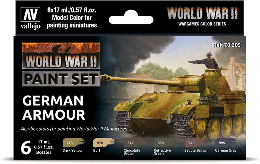 Vallejo WWII German Armour Model Color Set (6) - 17 ml Acrylic Paints