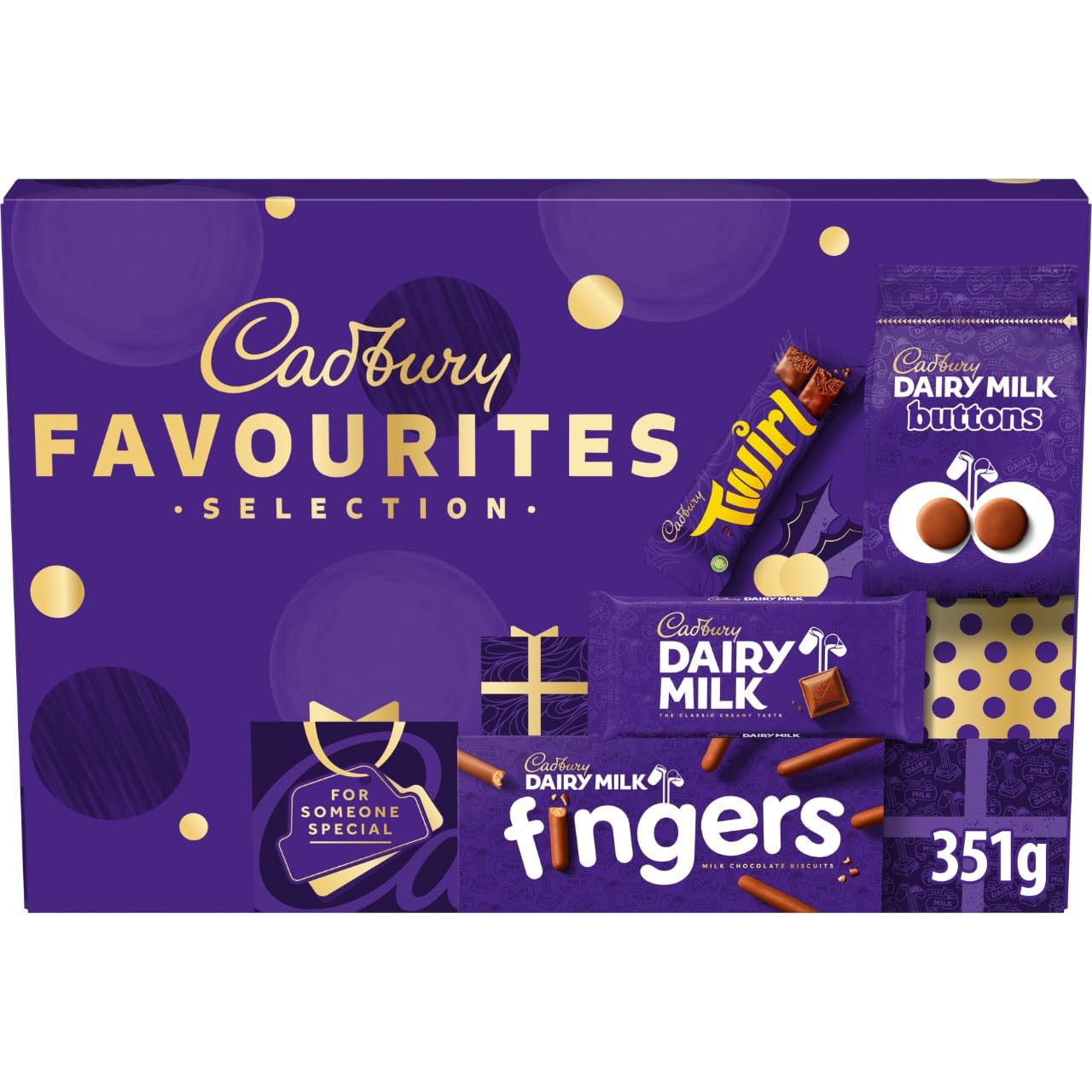 Cadbury Favourites Chocolate Selection Box, 351g, Christmas Gift with Dairy Milk Bars