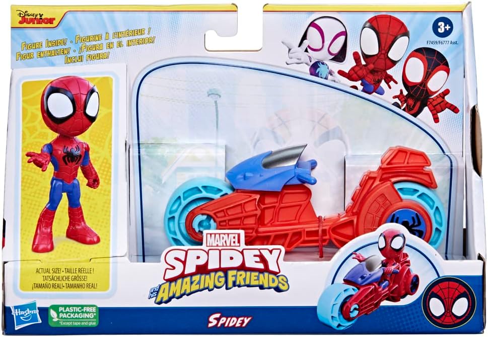 Marvel Spidey and His Amazing Friends Spidey Action Figure with Toy Motorcycle - Ages 3+