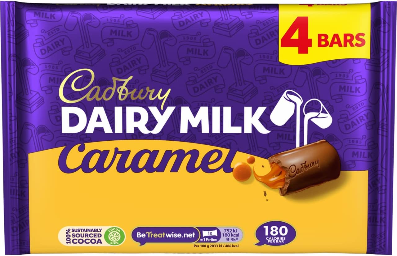 Cadbury Dairy Milk Caramel Chocolate Bar, 37 g (Pack of 4)