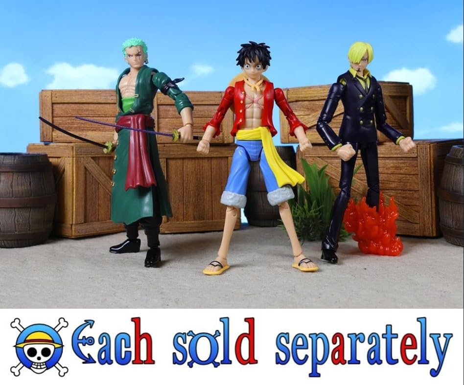 BANDAI One Piece Anime Heroes Monkey D. Luffy Action Figure - 17cm Articulated Pirate Toy with Swappable Hands