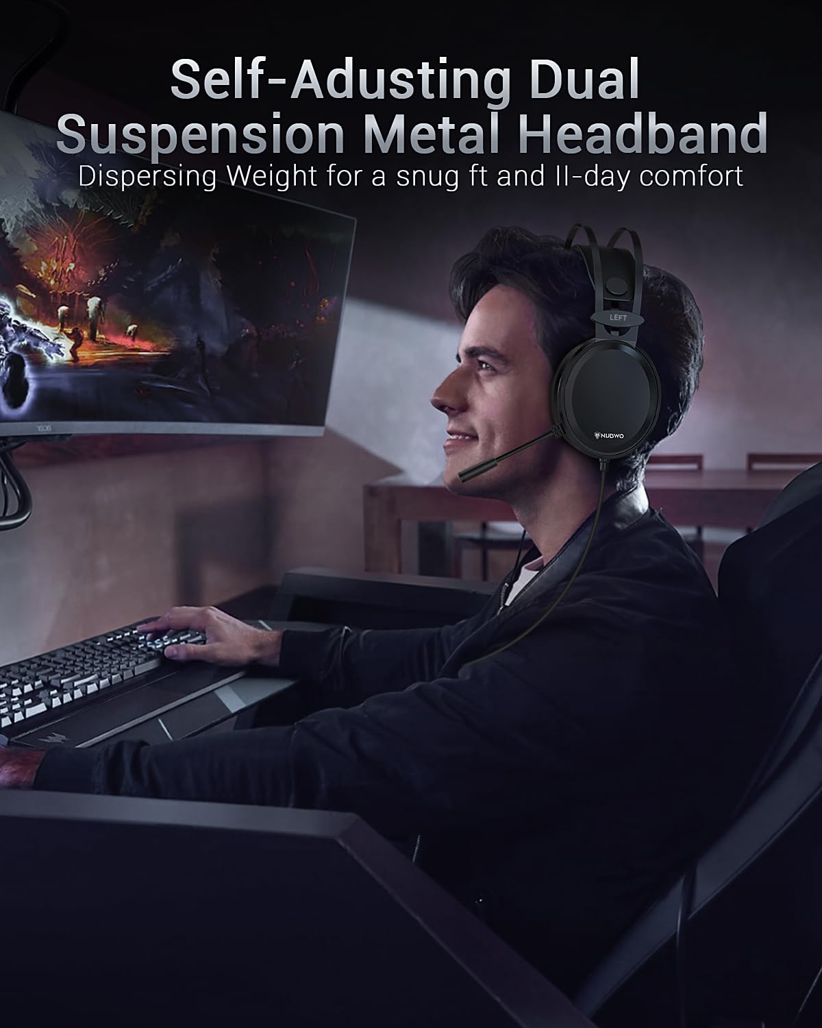 NUBWO N7 Gaming Headset - 50mm Drivers, Noise-Isolating Mic, Wired for PS4, Xbox One, PC, PS5, Nintendo Switch