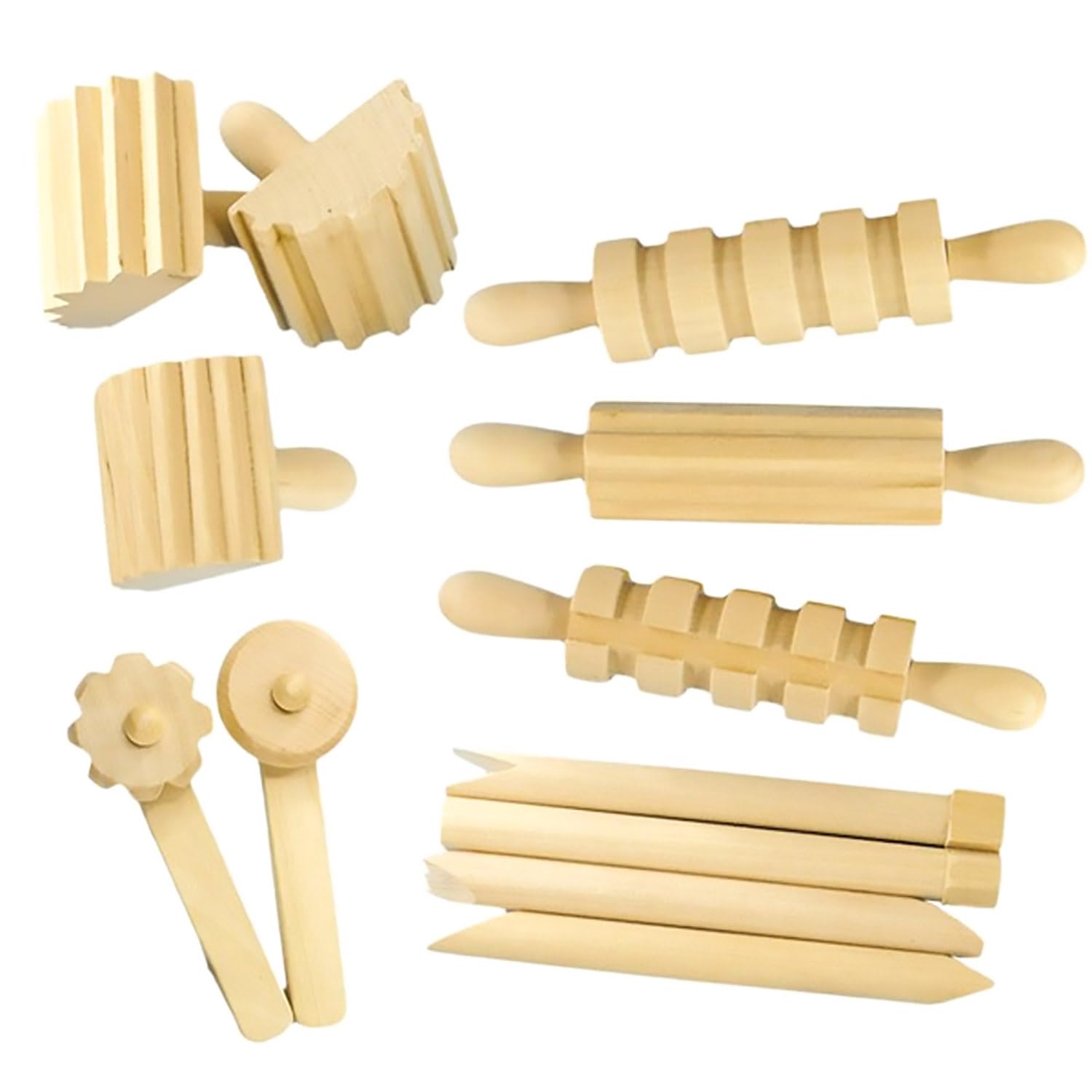 Anthony Peters Wooden Dough Tool Set - 12-Piece Arts & Crafts Playset for Kids 3+