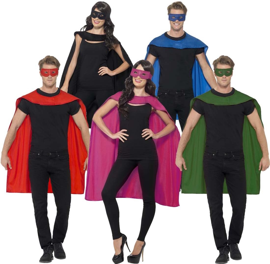Smiffys Superhero Accessory Kit - Cape and Eyemask in Black
