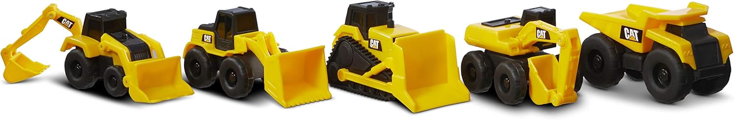CAT Construction Little Machines 5-Pack - 3" Mini Vehicles for Kids 2+