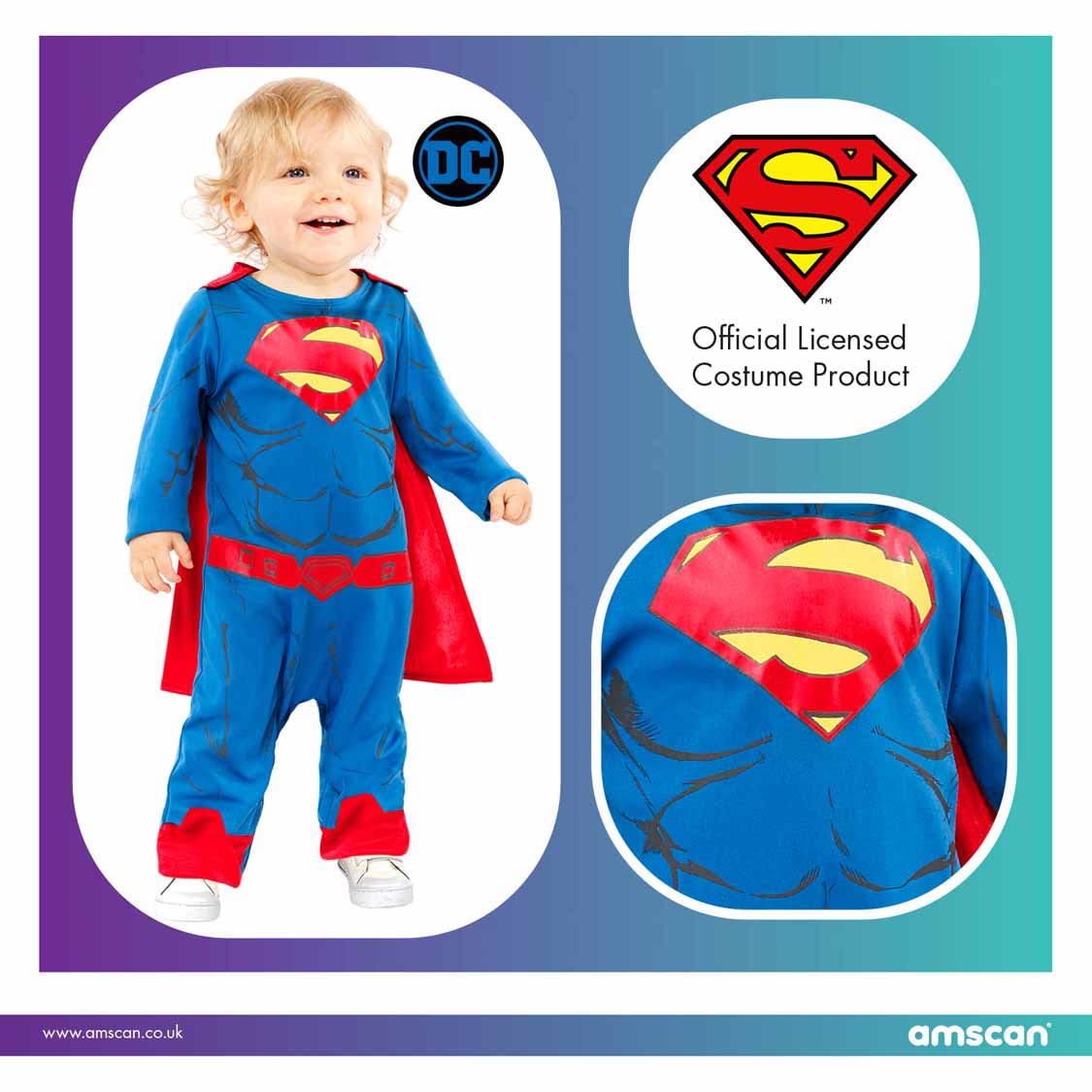 Superman Costume for Boys (2-3 Years) - Officially Licensed DC Superhero Fancy Dress