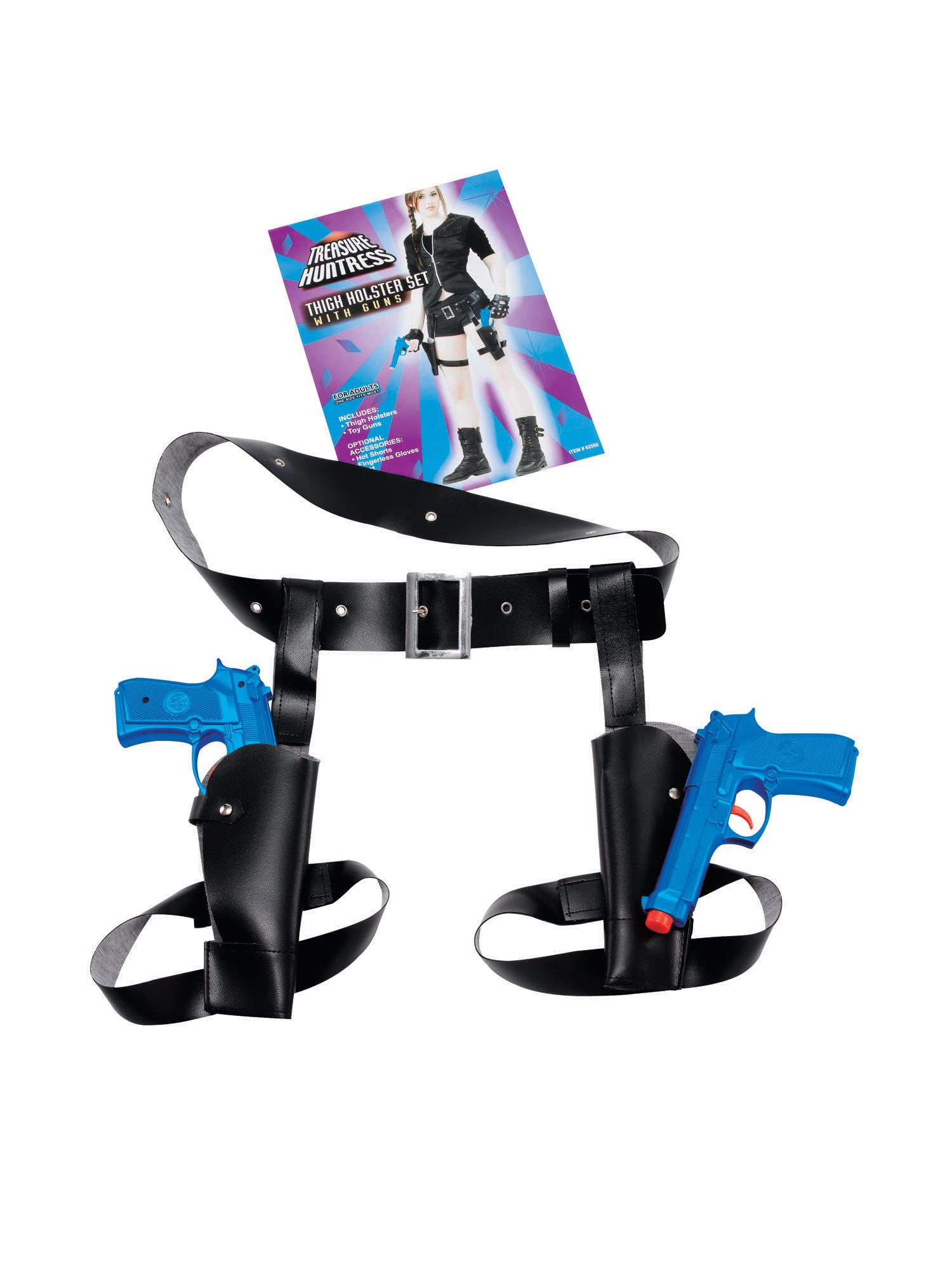 Bristol Novelty Thigh Twin Holster Set with Guns | Blue Polyester Costume Accessory