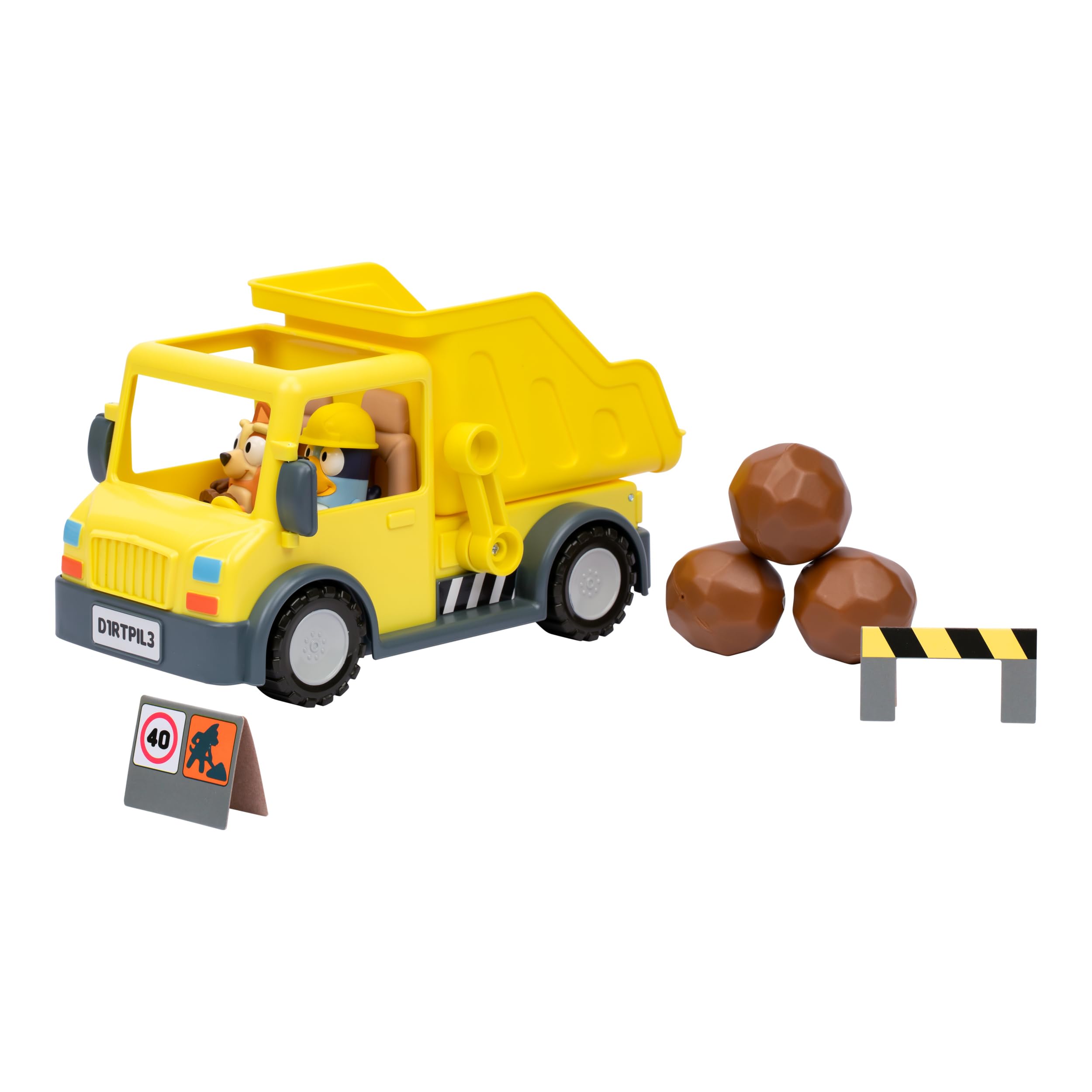 Bluey Dump Truck - Load & Unload Playset with Movable Lever & Sticker Sheet