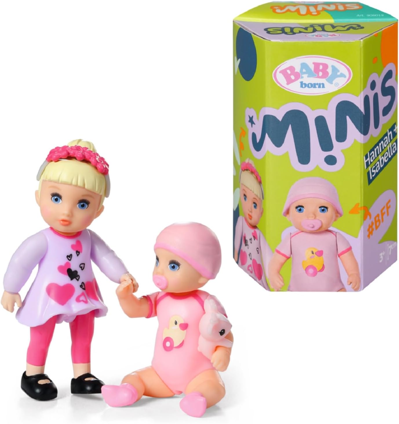 BABY born Minis Online Double Pack - Isabella and Hannah 6.5cm & 7cm Dolls with Color-Changing Outfits & Accessories