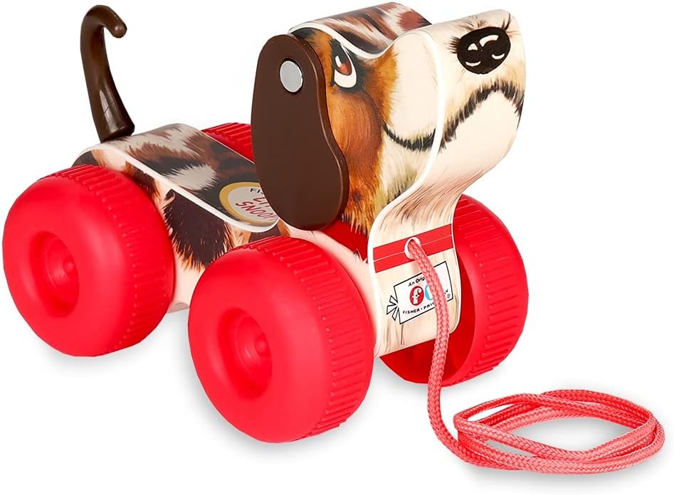 Fisher-Price Little Snoopy Pull-Along Toy - Retro Wooden Dog for Toddlers 6m+