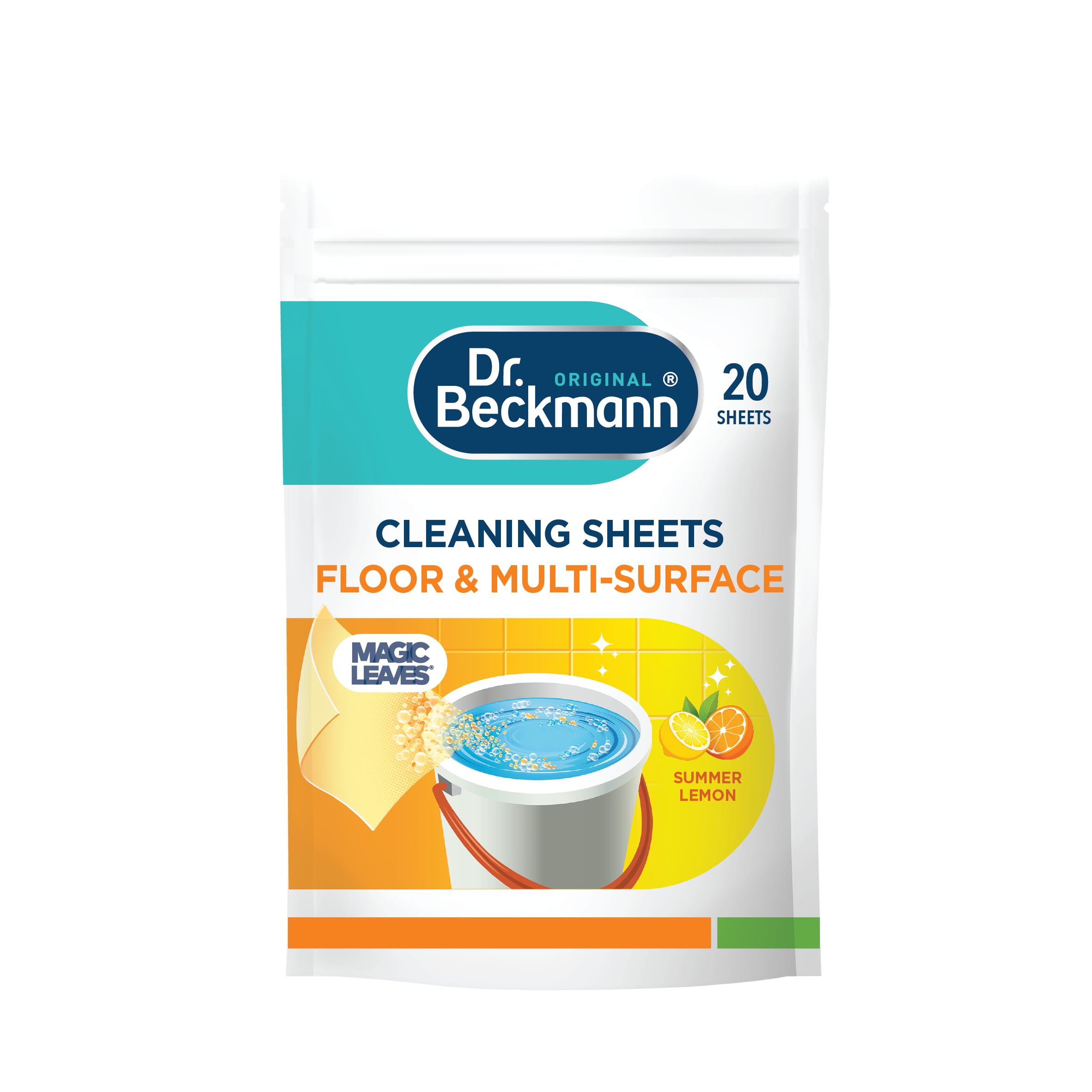 Dr. Beckmann Floor & Multi-Surface Cleaning Sheets - Ultra-Concentrated Magic Leaves with Summer Lemon Scent