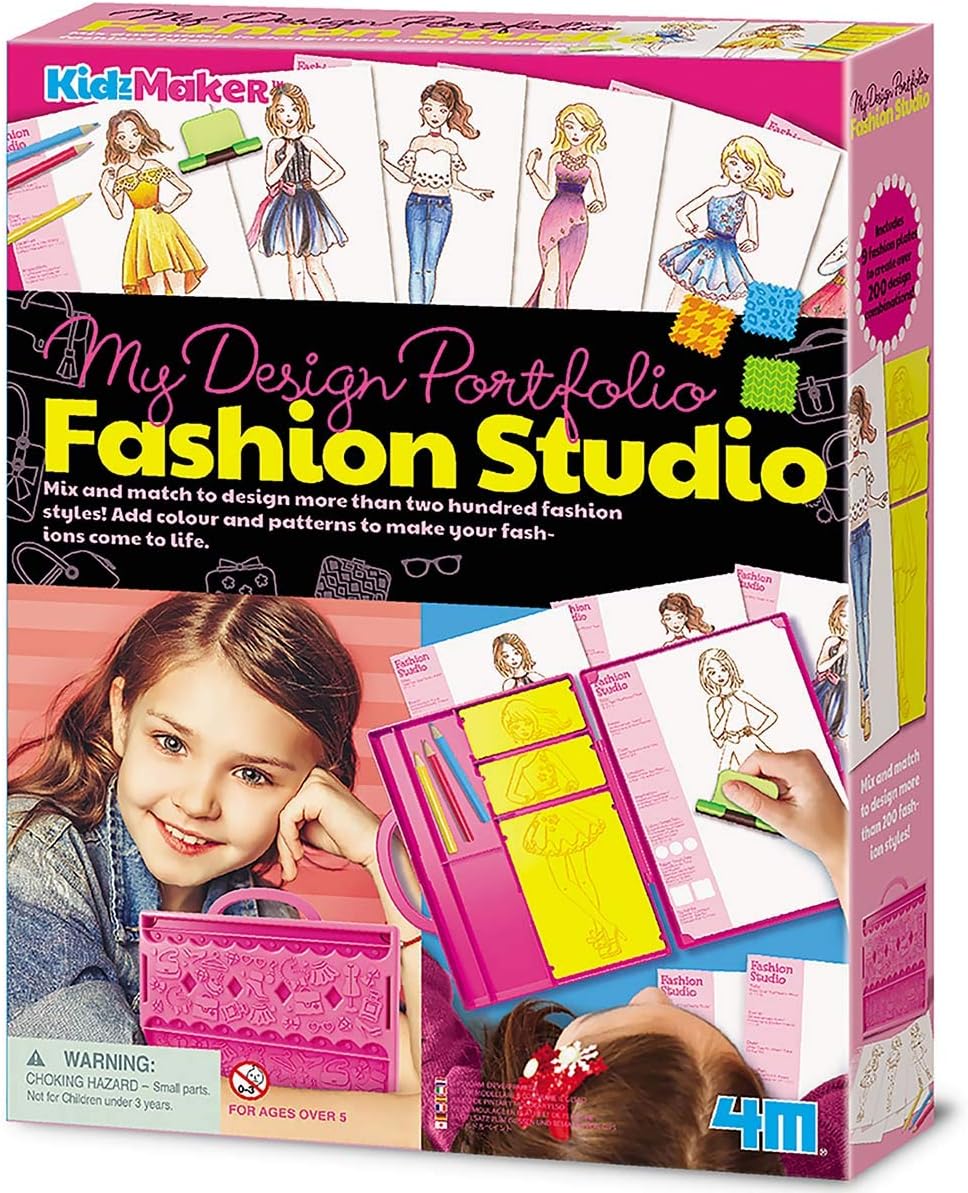 4M My Design Portfolio Fashion Studio Playset - Create 200+ Fashion Styles, Ages 5+