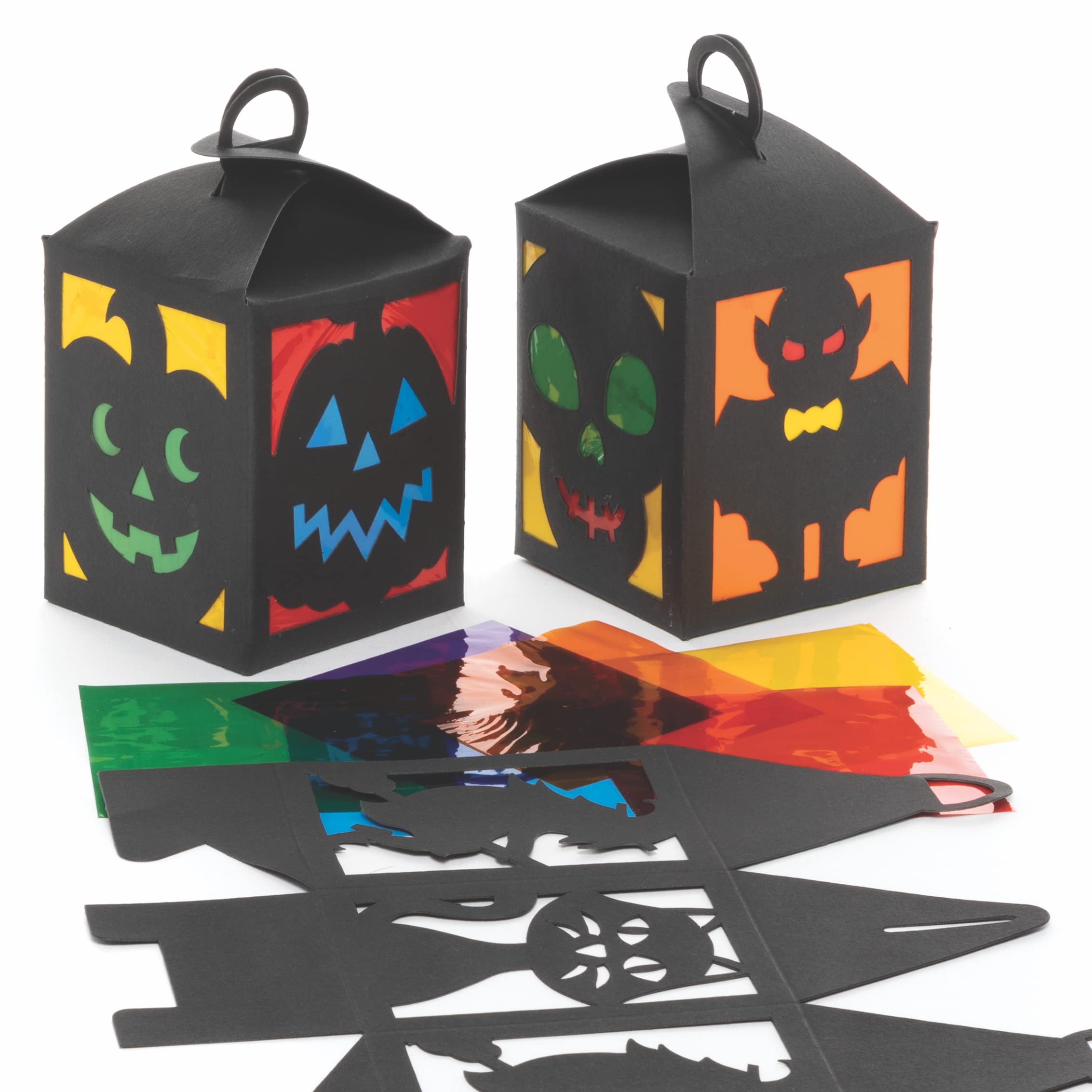 Baker Ross FE767 Halloween Lantern Craft Kit - Pack of 4, 3D Paper Arts and Crafts for Kids