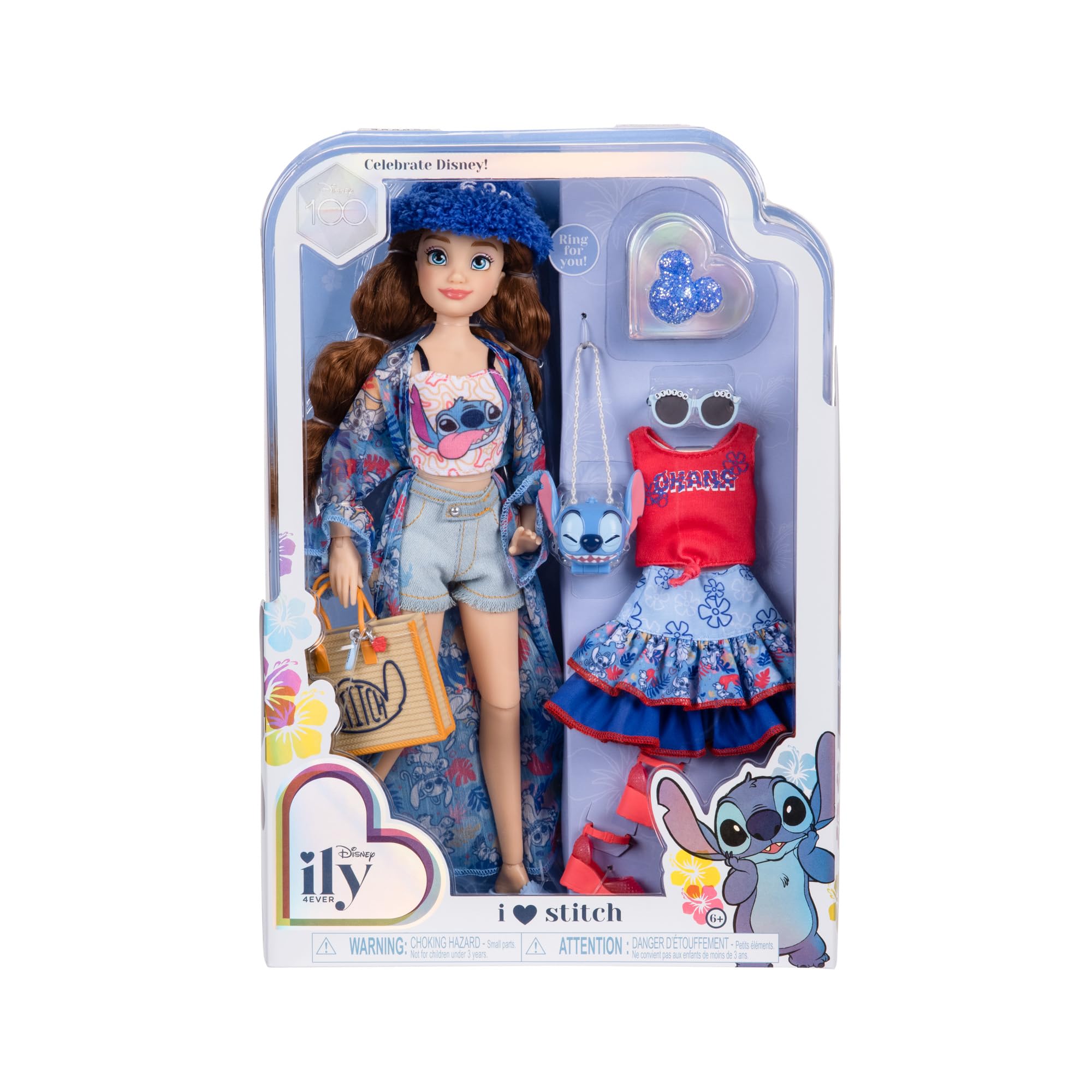 Disney ILY 4EVER Stitch Fashion Doll - 11.5" Tall with 13 Articulation Points, 2 Outfits & Glitter Mickey Ring