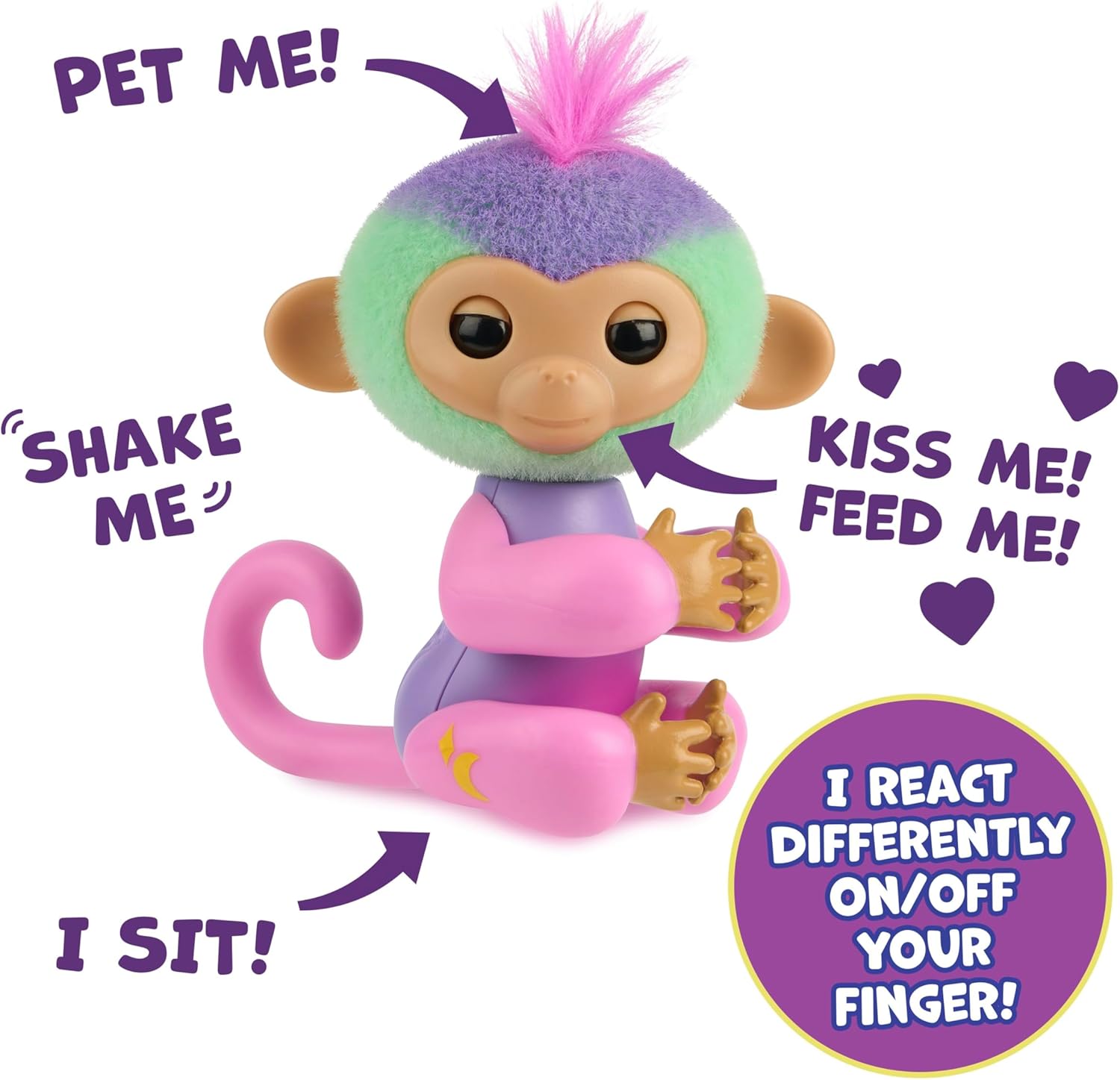 Fingerlings 3181 Magic Interactive Baby Monkey - Norah (Teal & Purple) with Fortune-Telling & Mood-Sensing Features