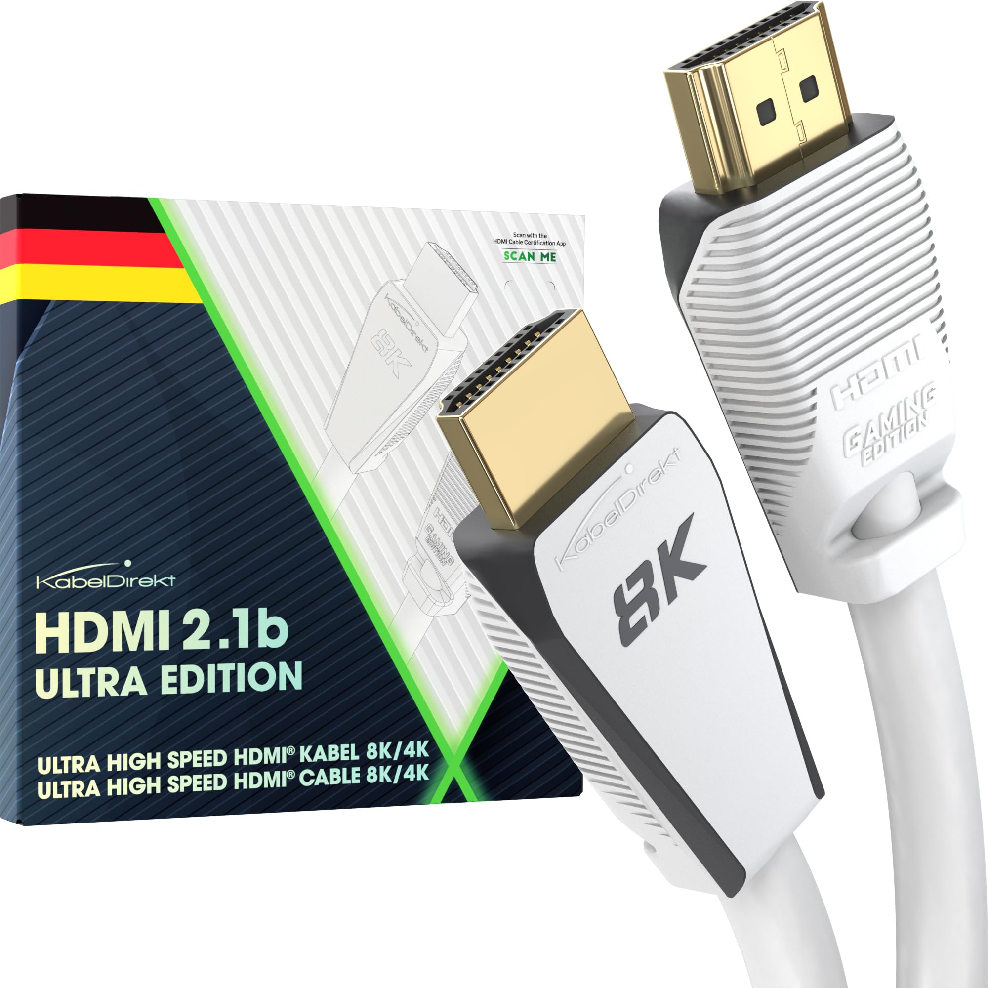KabelDirekt 8K HDMI 2.1 Cable, Ultra High Speed Certified for PS5, Xbox Series X/S, Gaming PC, 4K/8K TV