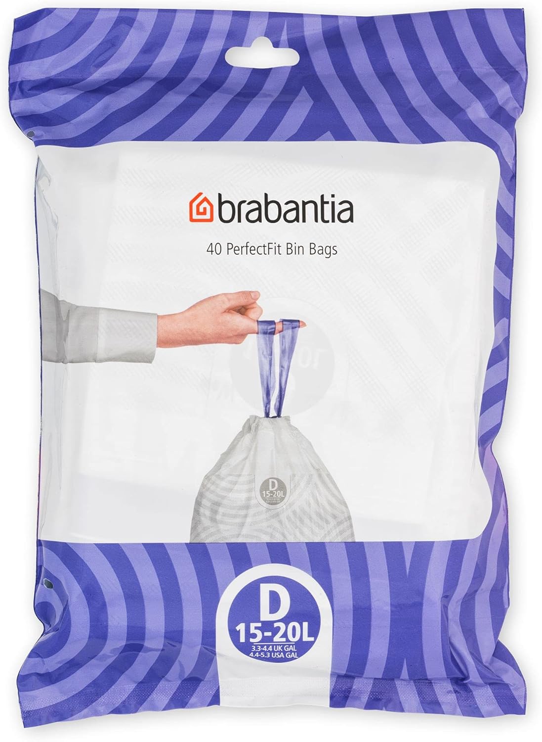 Brabantia PerfectFit 20L Thick Plastic Bin Liners with Tie Tape Draw - Extra Strong Trash Bags