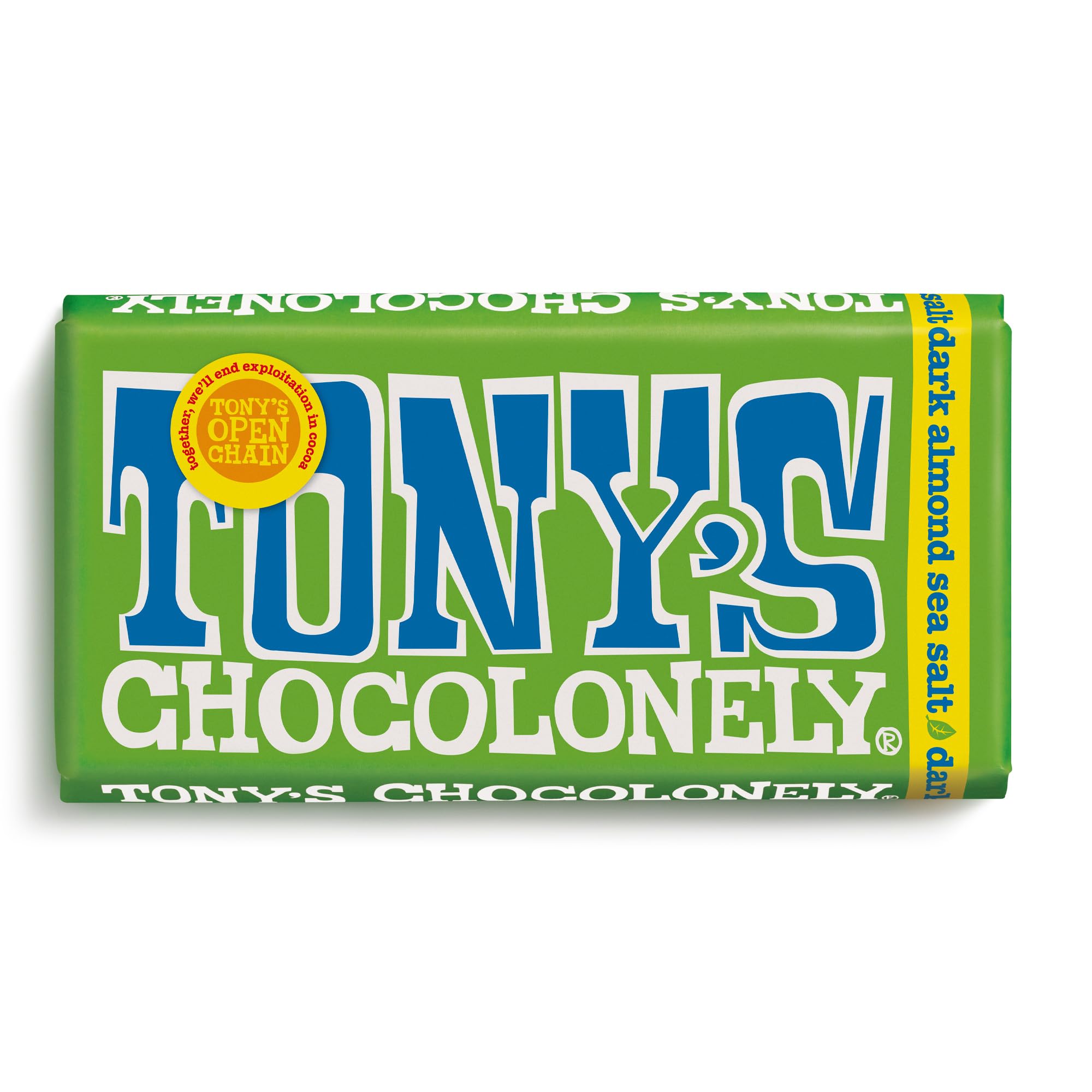 Tony's Chocolonely Dark Chocolate Almond Sea Salt Bar - 180g Belgian Fairtrade