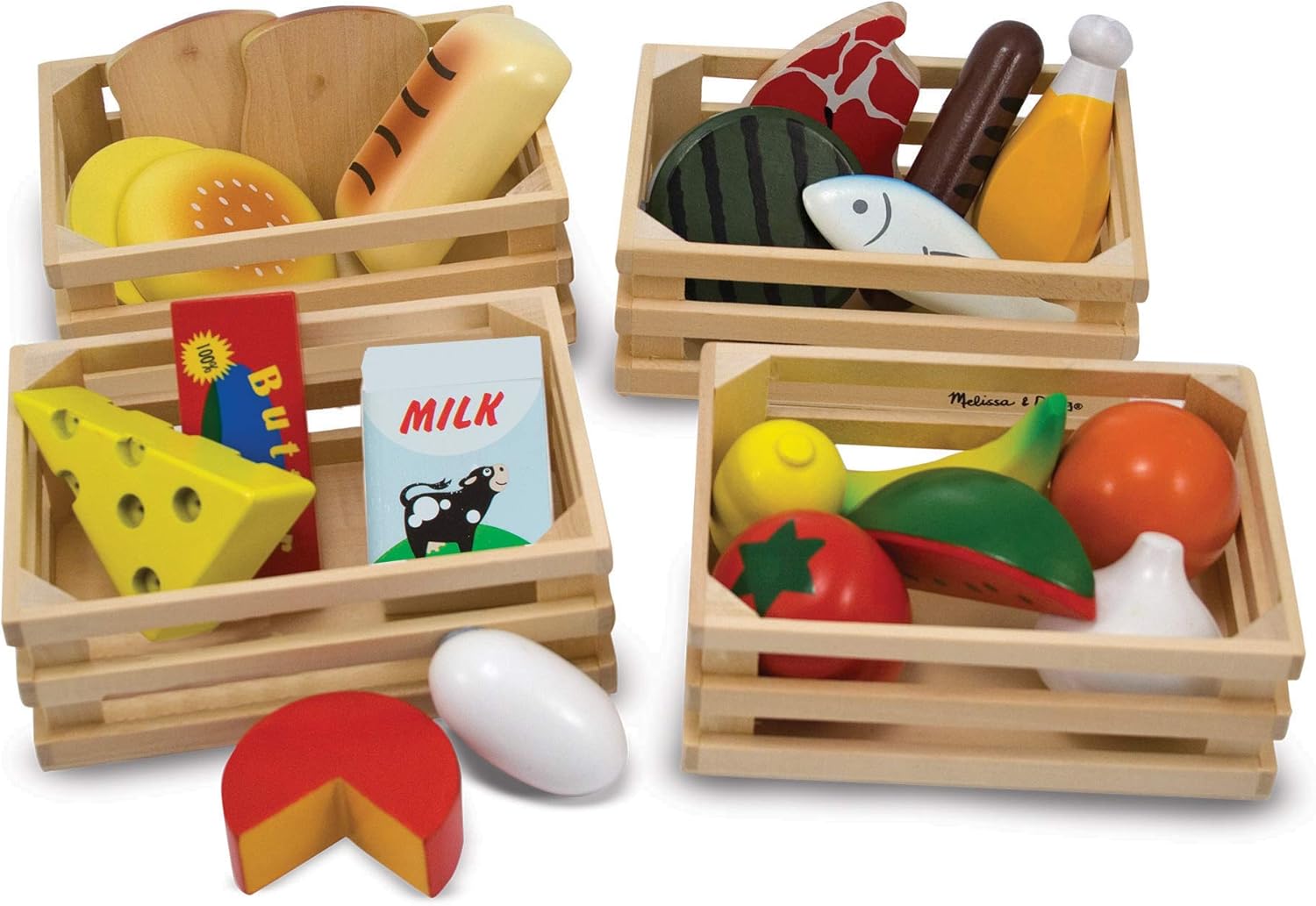 Melissa & Doug Food Groups Wooden Play Food Set - Pretend Play & Educational Toy for Ages 3+