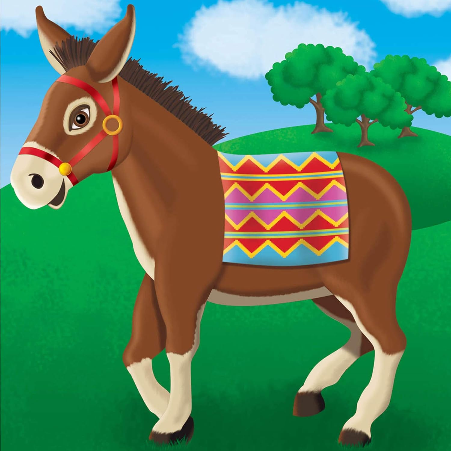 amscan 4976 Donkey Tail Party Game - Classic Pin the Tail on the Donkey Game with 24 Tails & Blindfold