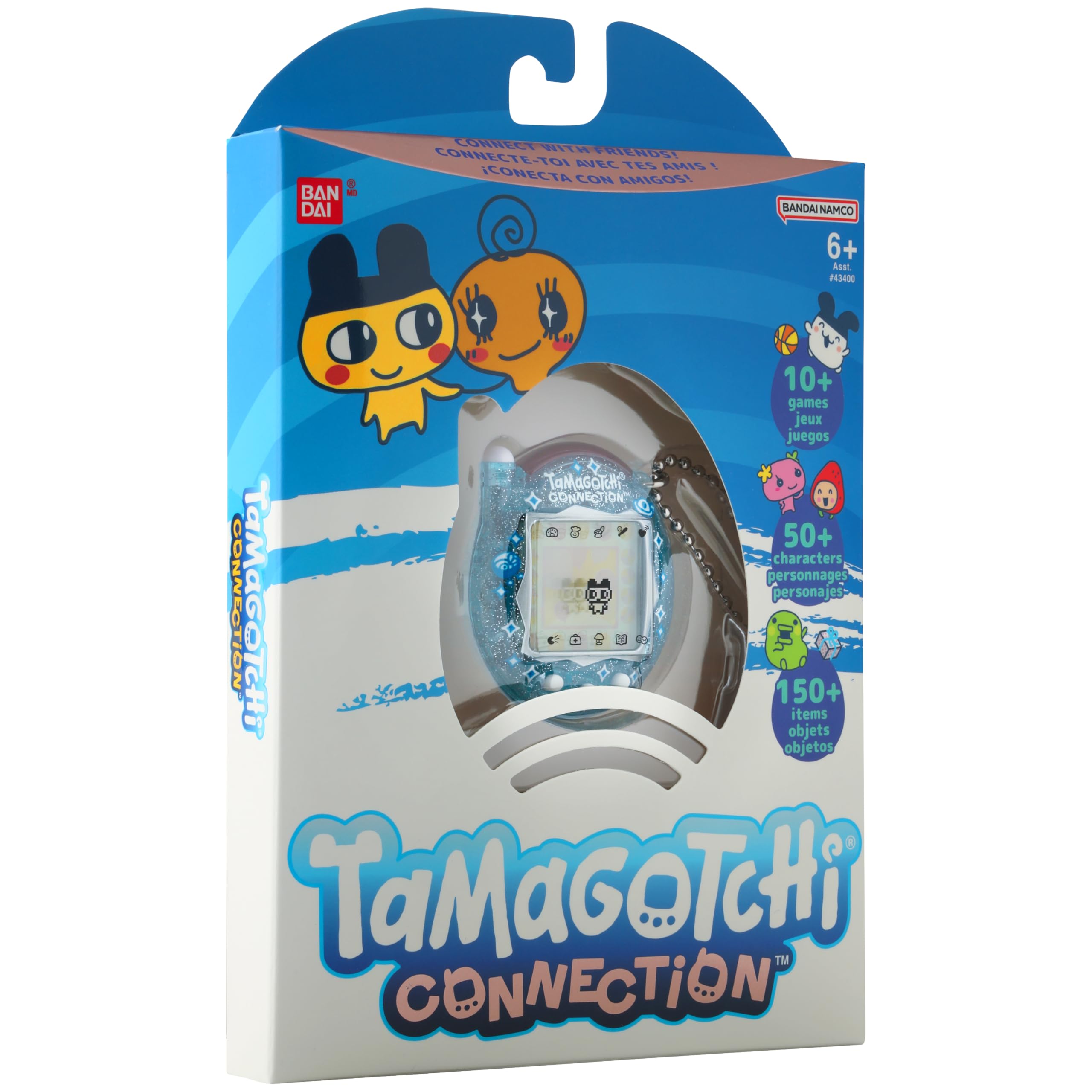 Tamagotchi Connection Digital Pet - Blue Glitter Shell with Infrared Connection for Kids 8+