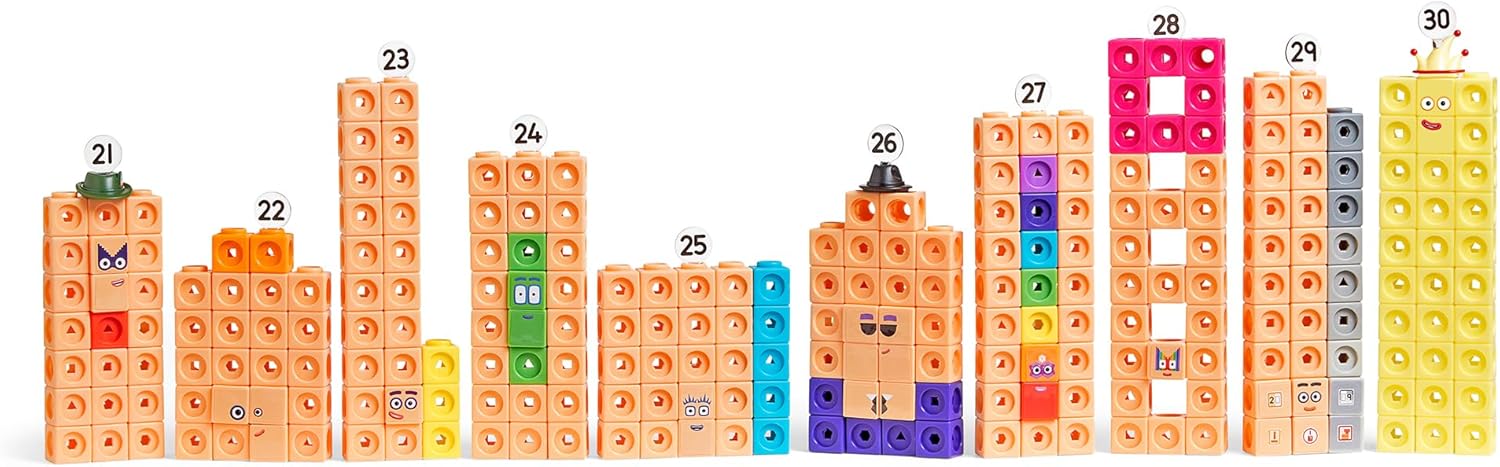 Learning Resources MathLink Cubes Numberblocks 21–30 Activity Set - Educational Building Toy for Ages 3-7