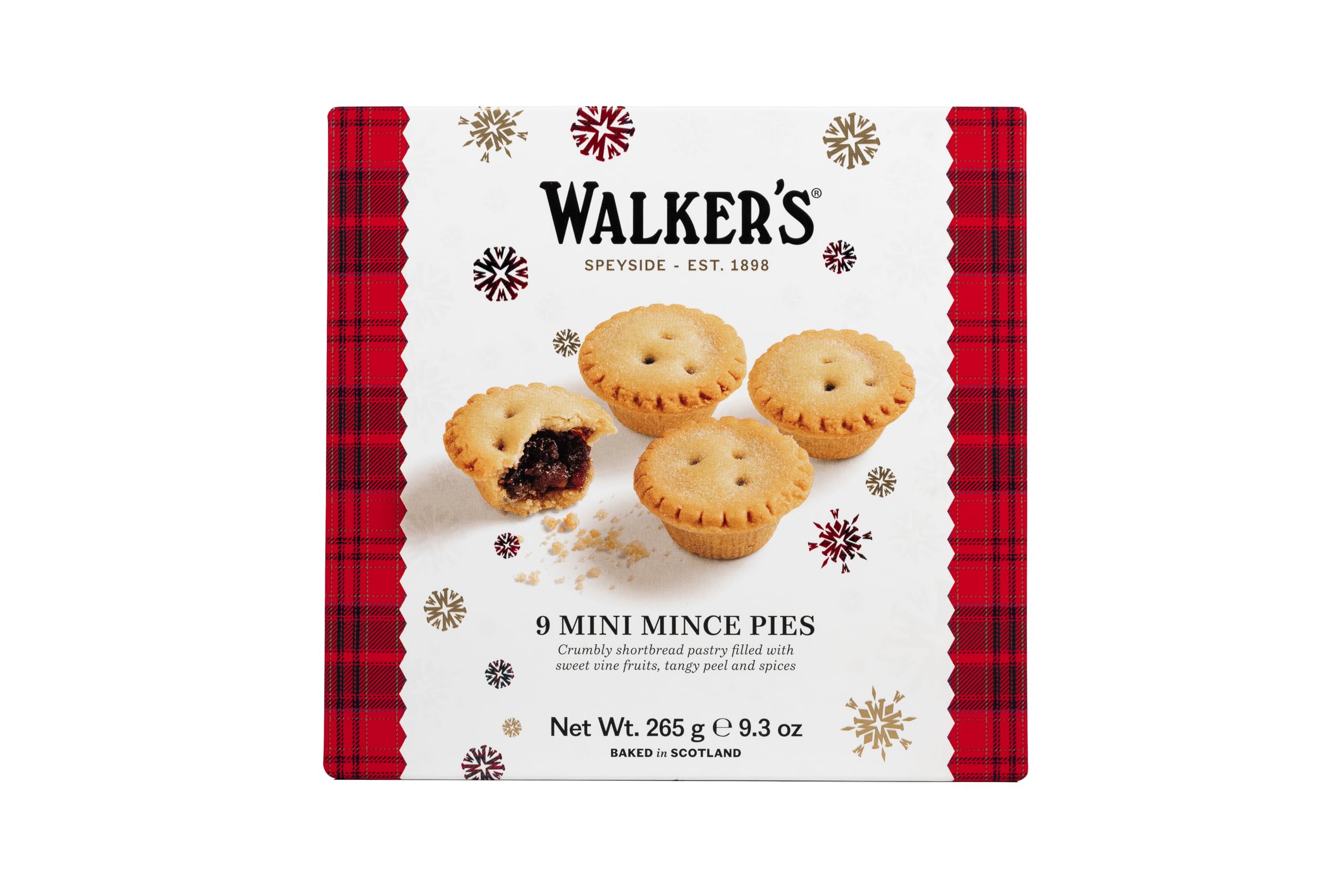 Walker's Miniature Mince Pies - 9 Pack (265g) Buttery Shortcrust Pastry Filled with Fruit Mince