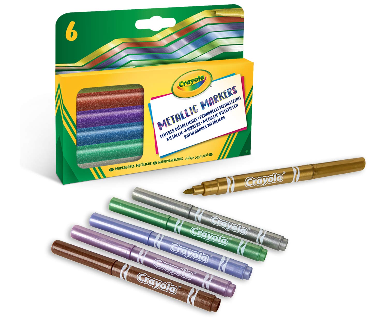 Crayola Metallic Markers - 6 Shimmering Colors for Arts & Crafts | Ages 3+