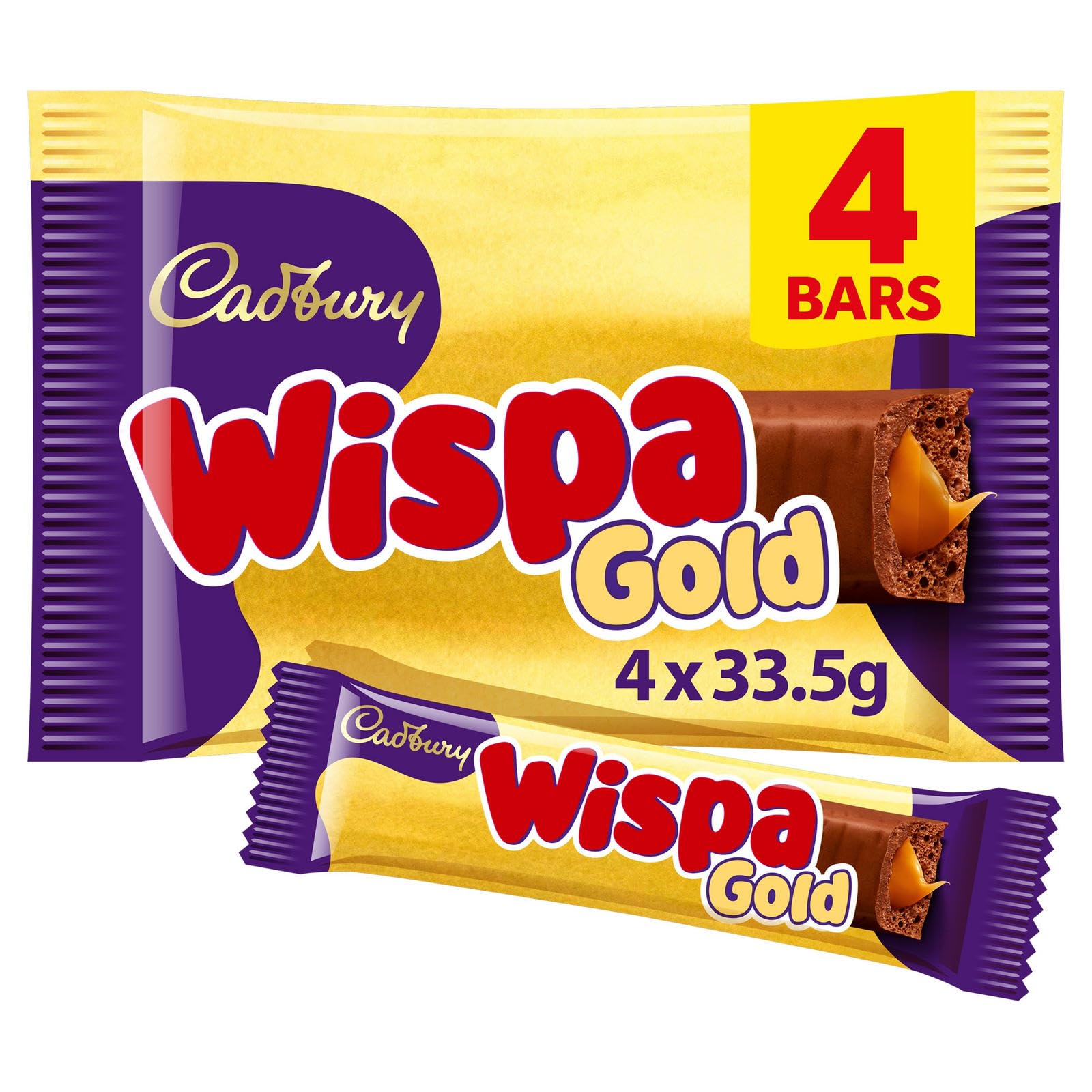 Cadbury Wispa Gold Milk Chocolate with Caramel Centre - 4 Pack