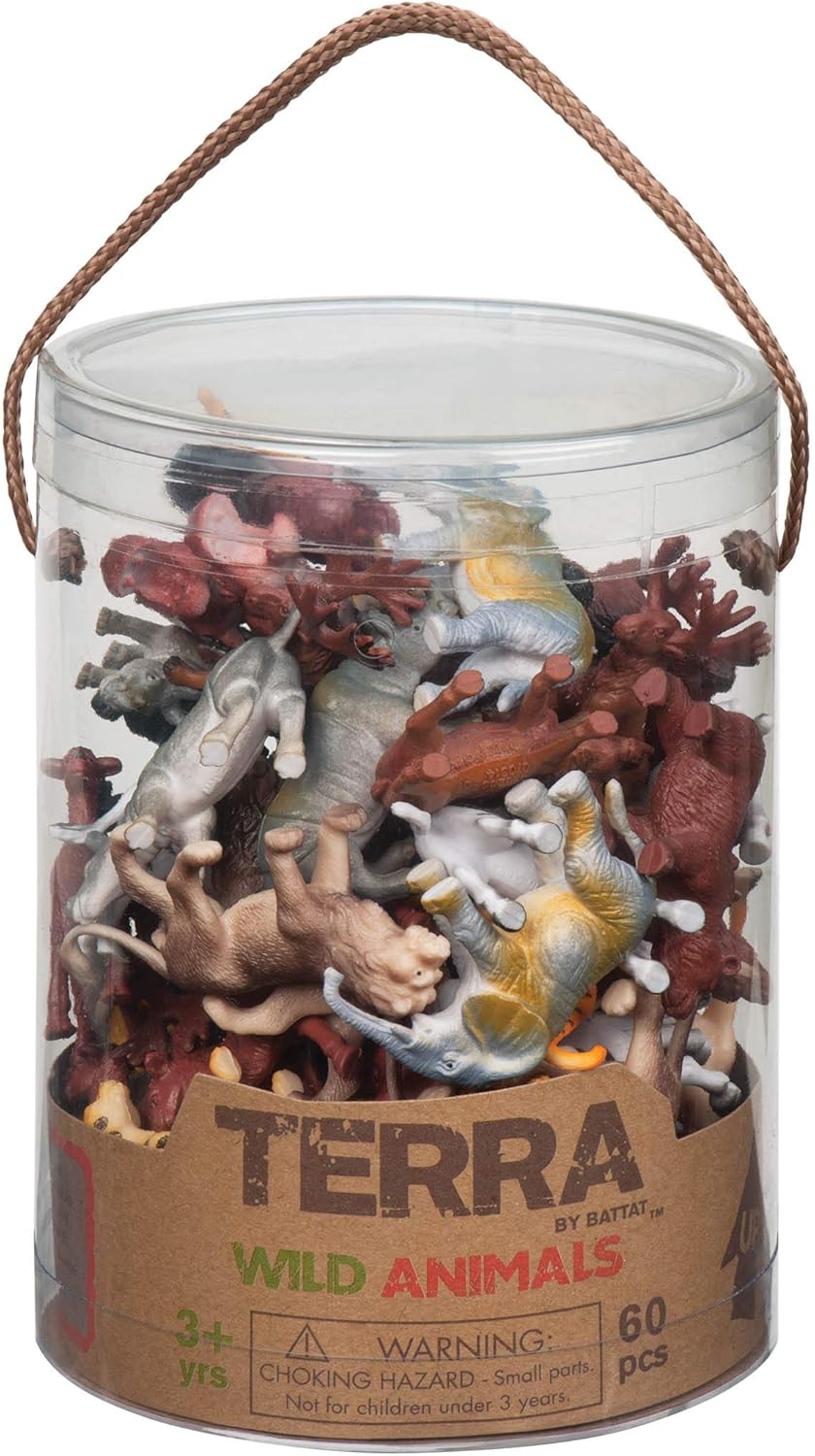 Terra by Battat Wild Animals – 60-Piece Miniature Animal Figurine Set for Kids 3+