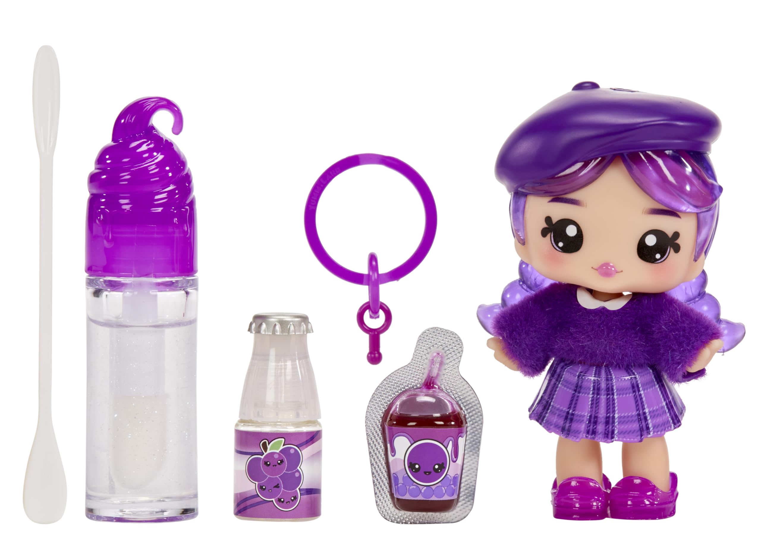 Yummiland Lipgloss Doll - Greta Grape - DIY Scented Lip Gloss Kit & Fashion Doll for Kids